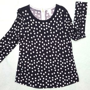 Chico's Women's Polka-dot Black & White LS Top Sz.2 (12/14))